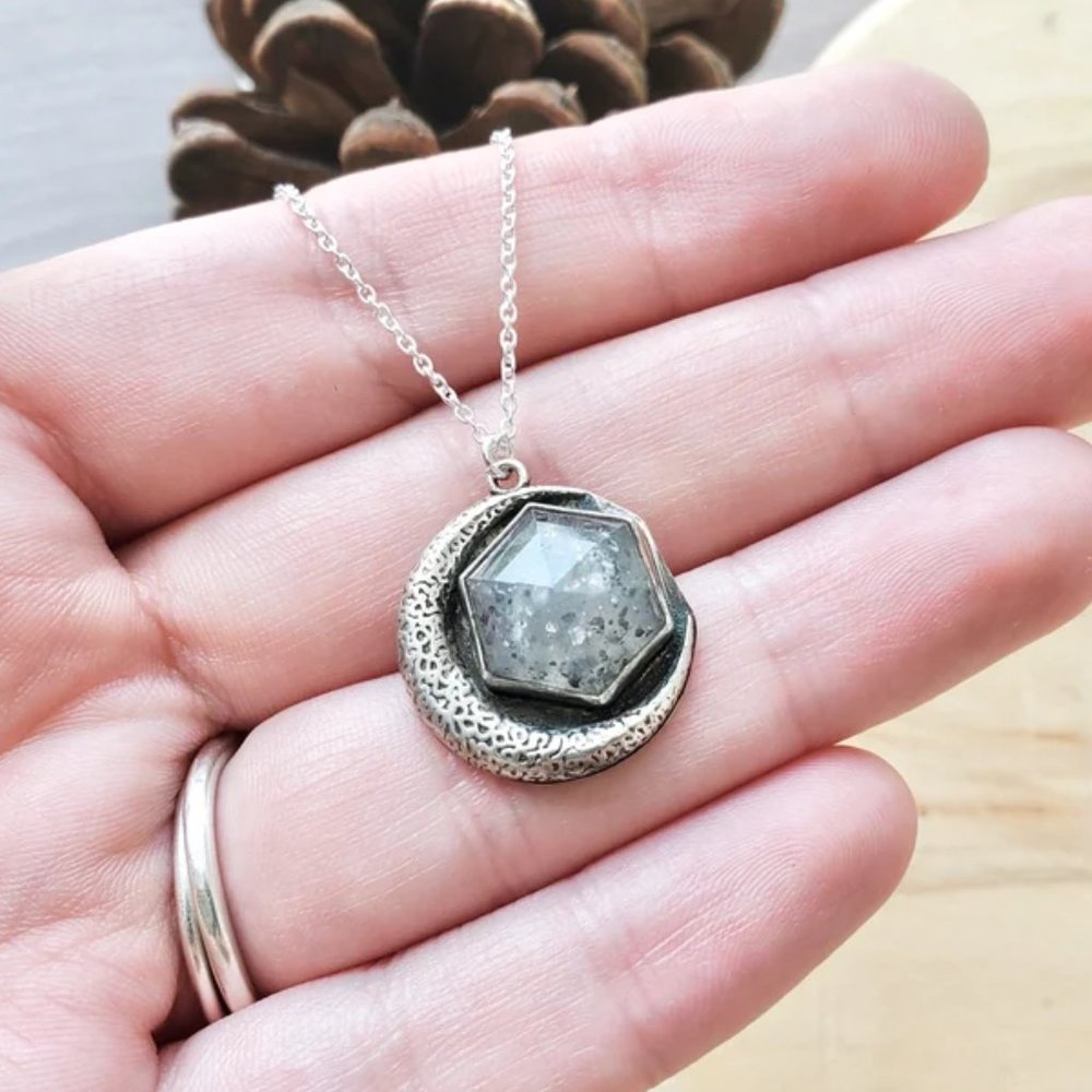 Black Sunstone Moon Necklace